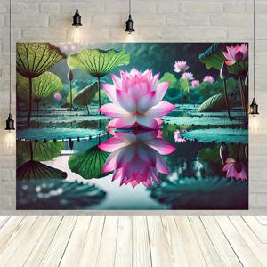 TEMU 1pc 로투스 꽃 반사 벽 타프, 폴리에스터 100% 홈 & 가든 장식, 유니버설 휴일 방 장식, 사진 스튜디오 프롭, 파티 배너 & 사진 부스 장식
