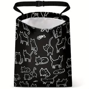 TEMU 차량용 휴지, 뒷좌석에 걸 수 있도록 디자인, 캠핑 및 여행에 적합, 검은 고양이 프린트