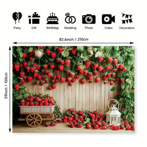 TEMU 1pc 딸기 수확 사진 촬영 배경 천 - 가벼우며 쉽게 설치할 수 있는, 특별한 기회, 사진 촬영, 파티에 적합한 폴리에스터 섬유로 제작