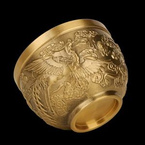 TEMU 정교한 황동 용과 봉황 컵 장식 - 스타일리시한 홈 및 사무실 장식, 실내 전시용으로 이상적, 용 벽걸이 예술