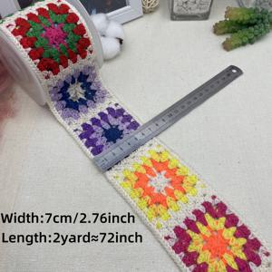 TEMU 2 야드 크로셰 트림 리본 - 생동감 넘치는 꽃무늬, 72인치 롤, 의류, 가방, 신발, 공예 및 DIY 프로젝트용, 바느질, 자수, 여행용 액세서리에 완벽, 원사 크로셰