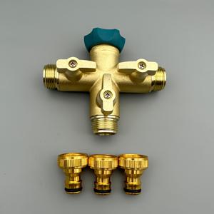 TEMU 4개, 3개의 밸브와 3개의 여름형 니플 커넥터가 있는 크로스 타입 3방향 디버터 정원 호스 분배기, 알루미늄 합금으로 제작, 정원 관개, 차 세척 및 꽃 물리기에 적합