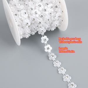 TEMU 1개 1.2cm/0.47인치 폭 우아한 더블 라인 플라스틱 둥근 꽃 비즈 체인 트림 가랜드, 웨딩 드레스 장식, 파티 홈 데코, DIY 크리에이티브 장식품, 보석 만들기 키트