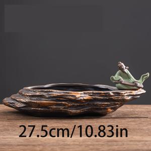 TEMU 배수구가 있는 전통 세라믹 분재 화분 - 고대 대가들의 예술적 디자인에서 영감을 받음, 실내외 장식에 완벽함, 조경용 돌재, 이끼 및 난초 악센트 포함