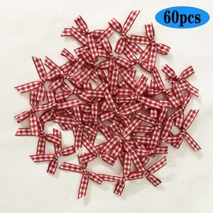 TEMU 체크 무늬 손으로 묶은 60개, 선물 포장 리본, 란제리 및 의류 장식, 헤어 클립, 부자재