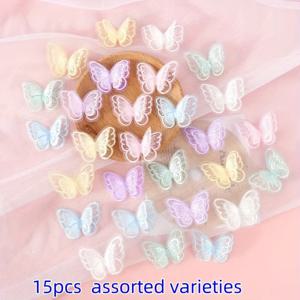 TEMU 15개입 자수 레이스 나비 아플리케, 이중 레이어 날개 디자인, 웨딩 드레스 장식 및 의류, 모자, 가방, 미술 및 공예 장식, 지갑 제작 용품, 지갑 만들기, DIY 지갑 만들기에 적합