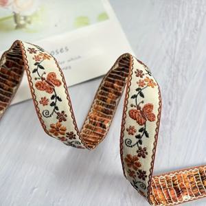 TEMU 나비 꽃무늬 자카드 리본 5야드 롤, 폭 2cm, DIY 공예, 의류, 바지, 헤어 액세서리, 박스 장식용