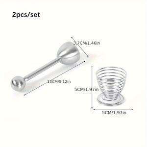TEMU 스테인리스 스틸 계란 껍질 제거 도구 2개 세트 - 인체공학적 손잡이가 있는 수동식 계란 분리기, 삶은 달걀 및 샐러드 준비용 안전한 주방 가제트, 샐러드 서빙 액세서리 | 매끄러운 메탈릭 마감 | 내구성 있는 주방 도구