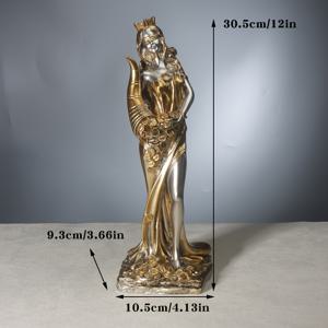 TEMU 1개 수제 핸드페인팅 여성 조각상 - 행운과 부의 여신 피규어, 레진 데스크탑 조각상, 홈 오피스 장식, 생일 선물, 부의 매력, 핸드페인팅