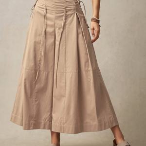 TEMU DP031541 디렉티드 펀드 여성 솔리드 컬러 플리츠 루즈 와이드 레그 팬츠 (홀리데이용)|치마바지