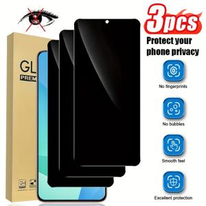 TEMU 삼성 시리즈 호환 3개입 사생활 보호 스크린 보호 필름, 3D 강화 유리 곡면 엣지, 파손 방지, S20 FE/S24 Fe/A54/A15/A05S/A06/A35/A54/A55/S23 FE/A16/A26/A36/A56에 적합