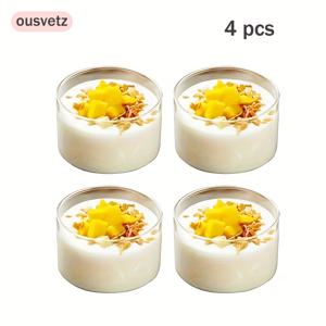 TEMU 고강도 보로실리케이트 투명 소형 유리 그릇 4pcs 세트, 라운드 셔벗 컵, 디저트 컵, 디저트 그릇, 음료 컵, 딥핑 그릇, 무스, 젤리, 푸딩, 샐러드, 요거트, 과일, 주방 및 식기 용품