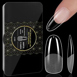 TEMU 600개 퀵치크 소프트 젤 네일 팁, 반 매트 클리어 아크릴 네일 팁, 네일 팁용 미리 제작된 인조 네일 팁, 네일 익스텐션 매니큐어 도구, 네일 아트 살롱용