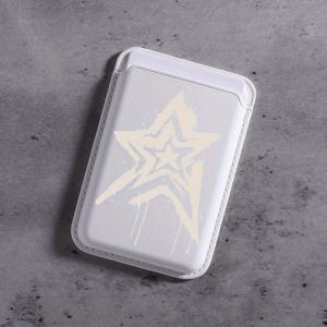 TEMU 2025년 새로운 패션 크리에이티브 고급 인조 가죽 갈색 별 패턴 자석 카드 클립 아이폰 16 15 14 프로 맥스 1-3 신용 카드 또는 신분 카드 K1 지갑 초박형 보호 디자인