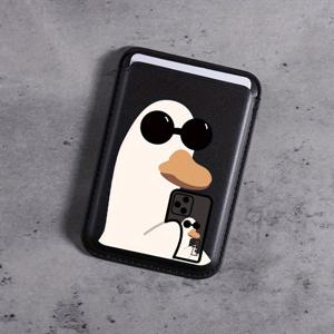 TEMU 2025년형 혁신적인 스타일의 인조 가죽 카드 홀더, 만화 오리 디자인, 아이폰 12부터 16 Pro Max 모델 호환. 신용 카드 또는 ID 카드 1~3장까지 수납 가능하며, 초슬림 보호 구조를 특징으로 합니다.