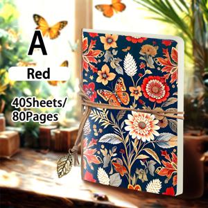 TEMU 1개, A5 사이즈, 80페이지, 나비 테마 스케치북, 끈 다이어리, 핸드메이드 노트북, 드로잉용 빈 마커 가이드, 휴대용 여행용, 어디서든 언제든지 그림을 그릴 수 있도록 합니다. 색연필, 숯, 마커에 적합