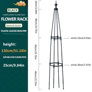 TEMU 4가지 사이즈 선택 가능, 발아 식물용 야외 타워형 꽃 덩굴 덩굴재배대, 덩굴식물용 정원 격자망, 플라스틱 코팅 뾰족한 꽃받침대, 내구성 있는 덩굴식물 스탠드, 실내외 겸용