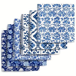 TEMU 6개/세트 7.87x7.87인치(20x20cm) 플라워 시리즈 사전 재단 퀼팅 패브릭 팻 쿼터 패브릭 번들, 패치워크용 폴리에스터 퀼팅 사각천, DIY 공예 프로젝트, DIY 지갑 만들기용