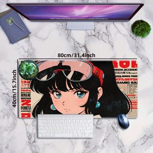 TEMU 대형 애니메이션 소녀 게임 마우스 패드 - 미끄럼 방지 고무 베이스, 두꺼운 자수 테두리, 홈 오피스 및 게임용 부드러운 표면, 생동감 있는 캐릭터 디자인, 애니메이션 마우스 패드