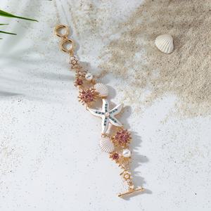 TEMU 조개, 바다 산호 구슬, 불가사리가 특징인 여성용 패셔너블한 휴가 스타일 팔찌, 일상적인 해변 휴가 착용 및 휴일 선물용으로 적합