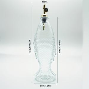 TEMU 럭키 피쉬 오일 병, 와인 병, 개폐식 오일 병, 유리 오일 병, 자동 개폐 식초 오일 냄비, 올리브 오일 병, 피쉬 병, 젠리 병, 투명 오일 용기, 식초 병, 조미료 병
