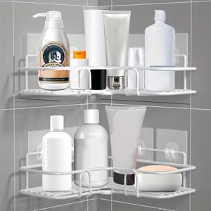 TEMU 2개 세트 무드릴 벽걸이 욕실 수납 선반, 공간 절약형 벽 정리대, 화장실/주방/거실용 바구니, 모던한 욕실 장식품, 샴푸·컨디셔너·비누 보관에 완벽