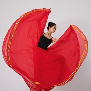 TEMU 신상 스타일 더블 골든 스트랩 이중 레이어 쉬폰 스커트, 하이웨스트 디자인, 효과적인 연출, 플로잉 롱 댄스 스커트, 공연용 하프 레인지 스커트, 여성용 클래식 댄스 의상, 연습복