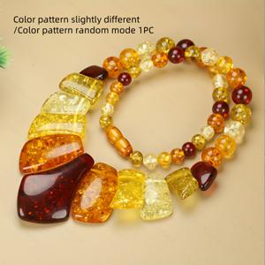 TEMU 새로운 우아한 패션 엄마 호박 목걸이 달콤한 스타일