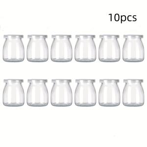 TEMU PE 뚜껑이 달린 유리병 10개입 - 통조림, 잼, 요거트, 피클, 사워크라우트, 꿀 등에 적합한 밀폐형 메이슨 병 - 등급이 높은 유리 용기, PE 스냅 뚜껑, 무독성 소재로 제작되어 통조림 제조 및 선물용으로 이상적입니다