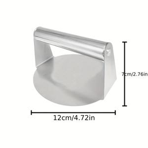 TEMU 싱글 스테인리스 스틸 버거 프레스 - 6인치 논스틱 햄버거 페이크 메이커, 완벽한 소고기 버거, 슬라이더, 스테이크 제작용. 인체공학적 손잡이와 균일한 고기 압착을 위한 평면 표면 특징