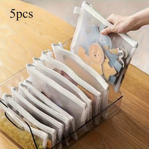 TEMU [5개/10개 A5 메이크업 파우치] 메시 지퍼 폴더 (닫힘 방지 기능 포함), 집, 학교 용품 정리 및 화장품 보관에 적합