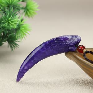 TEMU 진짜 보라색 암석 늑대 이빨 목걸이 - 자연석, 부족 디자인, 남성과 여성에게 완벽한 캐주얼 스타일, 일상용 액세서리 | 부족 스타일 펜던트 | 진정한 보석 펜던트