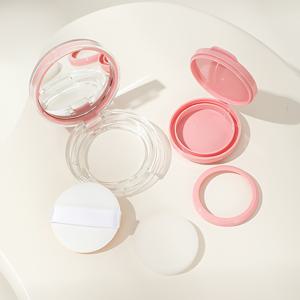 TEMU 핑크 미니 쿠션 폼 패드 & 파우더 퍼프 - 여행용 리필 가능한 뷰티 오거나이저, DIY 파운데이션 & BB 크림 보관함, 위생적인 플립탑 디자인