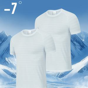 TEMU 남성용 퀵 드라이 흡습 속건 티셔츠 2종 세트 - 7°C 냉각 그라데이션 메쉬, 고탄력 통기성 나일론-스판덱스 혼방, 가벼운 150그램/제곱미 크루넥 티셔츠, 헬스, 러닝 및 여름 스포츠에 적합