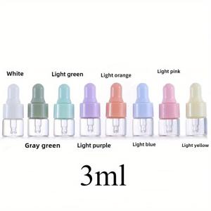 TEMU 4개/8개 세트 병, 여행용 재충전 유리병, 투명 소형 드로퍼병, 컬러 고무 드로퍼 뚜껑이 있는 빈병, 에센셜 오일 리필병