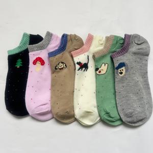 TEMU 귀여운 양말 6켤레, 여성용 보트 양말, 여름 얇은 캐릭터 동물 무늬 미끄럼방지 로우컷 캐주얼 양말