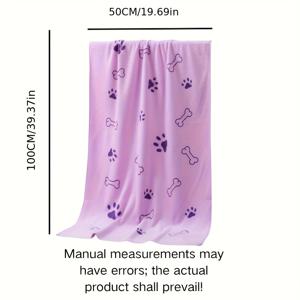 TEMU 초흡수성 극세사 강아지 타월 - 빠른 건조, 부드럽고 두꺼운 애완 동물 목욕 천, 자수 발 디자인