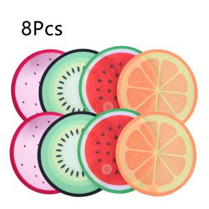TEMU 8개 과일 접이식 부채 - 오렌지 수박 키위 드래곤플루트 디자인, 휴대용 초경량 폴리에스터 핸드헬드 팬 (4가지 색상, 개별 포장) 캠핑 피크닉 해변 파티 용품