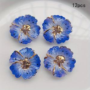 TEMU 귀여운 3D 반짝이는 컬러 12개 세트 아크릴 꽃 플랫 백 싱글 홀 펜던트, 스크랩북 DIY 쥬얼리 공예 장식 비즈, 크리스마스, 발렌타인데이 및 새해 선물용