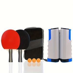 TEMU 탁구 패들 세트, 접이식 네트, 패들, 공, 캐리백 포함 휴대용 탁구 키트, 실내/야외 플레이 가능