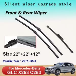 TEMU GLC Class X253 C253 (2015-2023) 호환 전면 및 후면 윈도우용 와이퍼 블레이드 3개 세트, 프레임리스 디자인, 사이즈 22