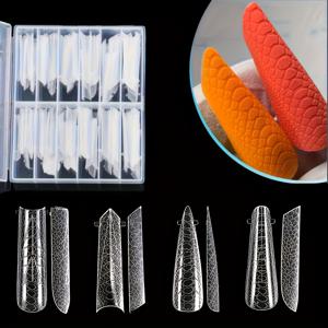 TEMU 네일 몰드 4종 혼합 패턴 96개입 박스 세트. 각인 및 연마 불필요. 네일 익스텐션 플레이트용. 네일 살롱을 위해 특별히 디자인되었습니다.