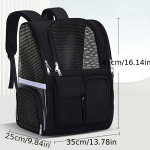 TEMU 항공사 승인된 통기성 강아지 & 고양이 백팩 캐리어 - 소형/대형 반려동물용, 조절 가능한 스트랩, 다중 수납칸 및 사이드 포켓, 내구성 있는 지퍼 클로저, 패딩 숄더스트랩 포함