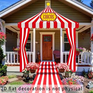 TEMU 2D 평면, 2D 평면 1개 다중 사이즈 배경 배너 패턴 서커스 텐트 장식 빨간색과 흰색 줄무늬 선셰이드 캐노피 스튜디오 사진 소품, 포토 부스 소품, 테이블 장식, 생일 애완동물 결혼식 가족 파티 축제 장식용, 2D 평면