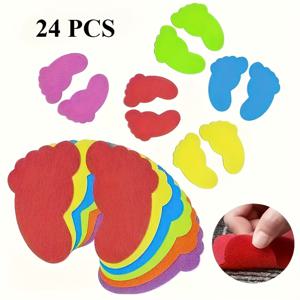 TEMU 24개 발 모양 카펫 마커 (6가지 색상) - 고정점용 발자국 바닥 마커, 발 모양 바닥 매직 포인트 마커