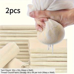 TEMU 천연 치즈 클로스 2개 세트, 세척 및 재사용 가능한 거즈, 엣지 보호 처리, 48.26X48.26 Cm - 요리 작업에 적합, 요거트 제조, 베이킹 및 치즈 생산에 이상적, 식품 사용에 안전하며 오래 지속되는 주방 필수품