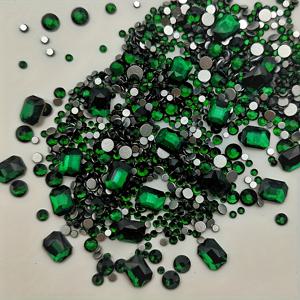 TEMU 1200개 스톤 세트, 직사각형 옥타곤 드릴과 2-5mm 라운드 플랫백 네일 젬 포함. DIY 네일, 얼굴, 신발, 가방, 공예 장식에 적합