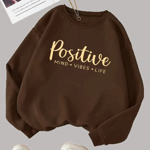 TEMU 유럽 및 미국 여성 패션 스웨트셔츠, 독특한 레터 프린트 및 라운드넥