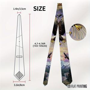 TEMU 1개 남성용 2D 평면 날개 펼쳐진 독수리 맵 디자인 넥타이 – 부드러운 폴리에스터 소재 – 결혼식, 캐주얼 행사, 마르디 그라, 특별한 날에 적합, 편안한 착용감 보장