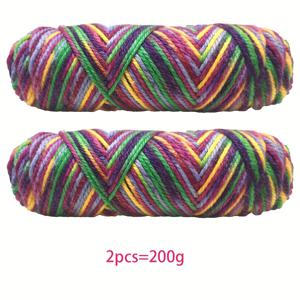 TEMU 2팩 알파카 울 염색 얀, 총 무게 200그램, 고품질 멀티 컬러 그라데이션 얀 볼, 알파카 울 60.00%, 울 30.00%, 아크릴 10.00%, 손뜨개용 특수, 스웨터, 스카프, 모자, 가디건 뜨개질에 사용 가능